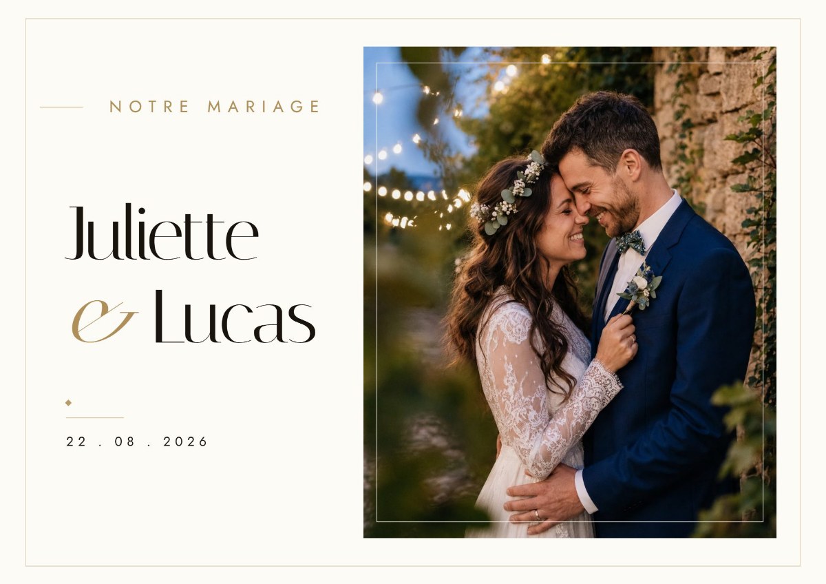 Couverture de l'album souvenir de Juliette & Lucas, 22 août 2026